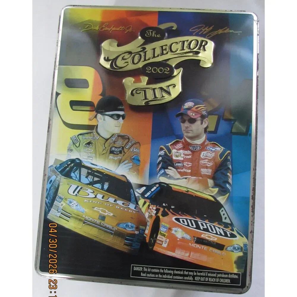 Large lot of Nascar hot wheels Jeff Gordon Dale Earnhart tin box 2002 racing car